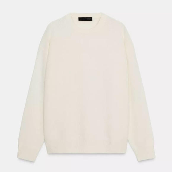 NWOT Zara 100% Cashmere Off Cream White Knit Woven Crochet Crewneck Sweater - Picture 5 of 11